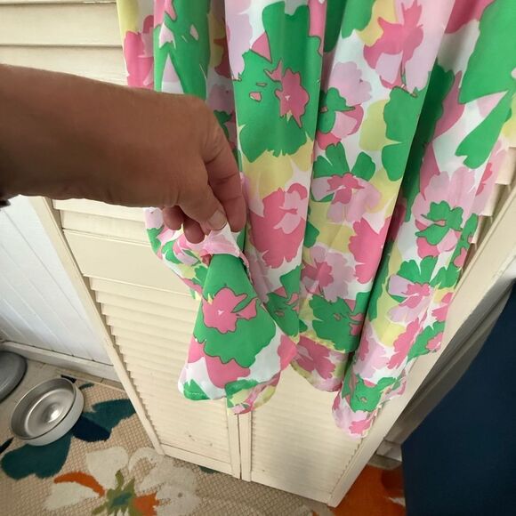 Pink and Green Flutter Sleeve A-Line Sundress - Picture 10 of 11